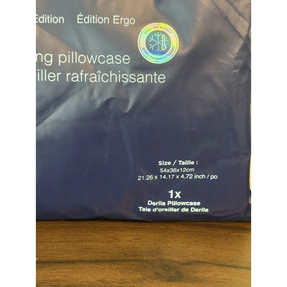 Derila Cooling Pillow Cover Ergo Edition 21.26 x 14.17 x 4.7 Blue Pillowcase New